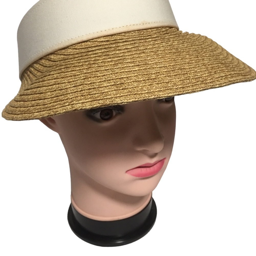 Straw Sun Visor Adjustable Hook & Loop Tale With … - image 1